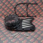 Billet aluminum stator sprocket cover Yamaha Banshee + clear window Black + LOGO1