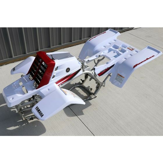 Yamaha Banshee fenders + gas tank plastic grill graphics WHITE CHERRY RED 2005