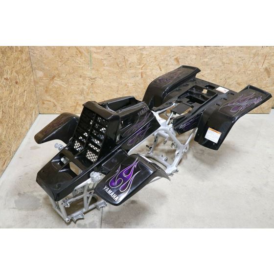 Yamaha Banshee fenders + gas tank plastic + grill + graphics BLACK FLAMES 2006