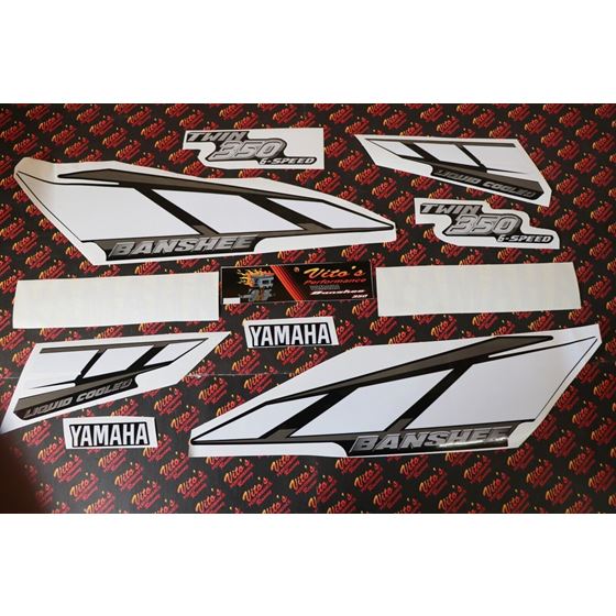 Vito's vinyl decal graphics kit 14MIL sticker Yamaha Banshee BLACK WHITE 20011