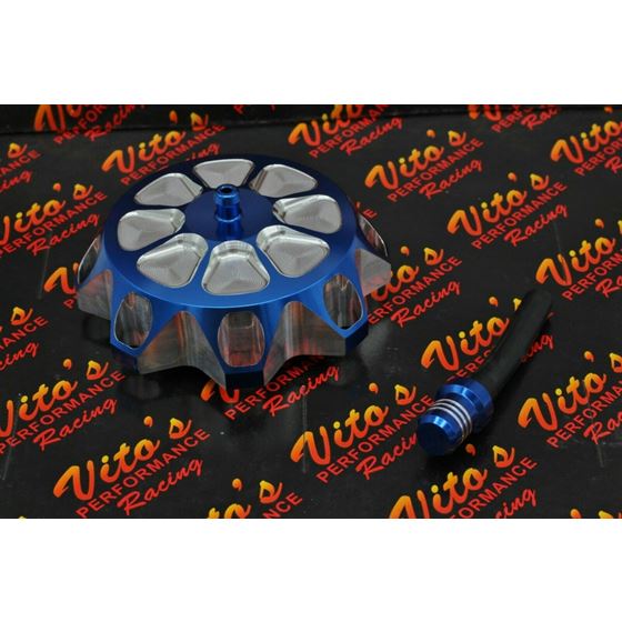 Vito's aluminum GAS CAP Yamaha Banshee YFZ450 Raptor 660 Warrior Blaster BLUE