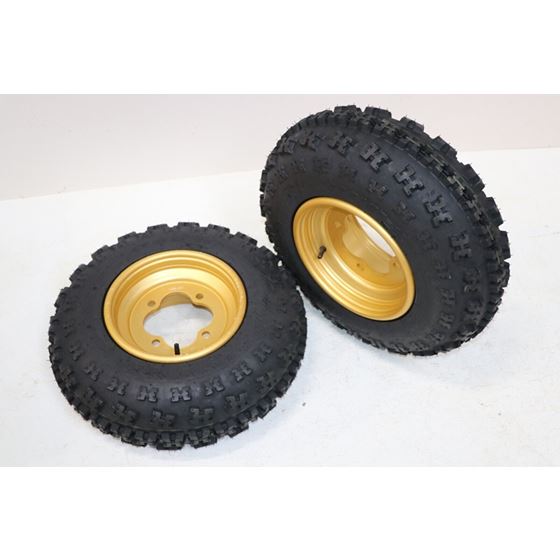 NEW 21x7x10 front tires + wheels rims HONDA 450r 400EX 300EX TRX250r GOLD 1