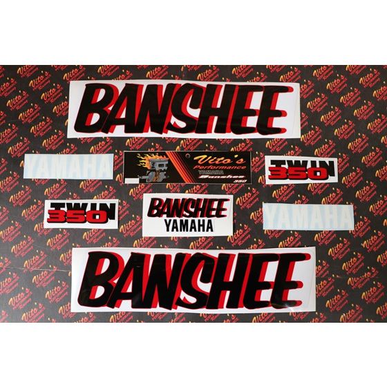 Vito's vinyl decal graphics kit 14MIL sticker Yamaha Banshee WHITE RED 19871