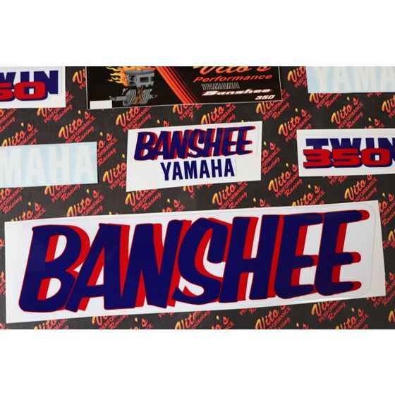 Vito's vinyl decal graphics kit 14MIL sticker Yamaha Banshee WHITE BLUE 19883